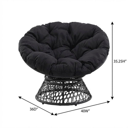 Durable Black Papasan Chair For Outdoor Lounge Comfort