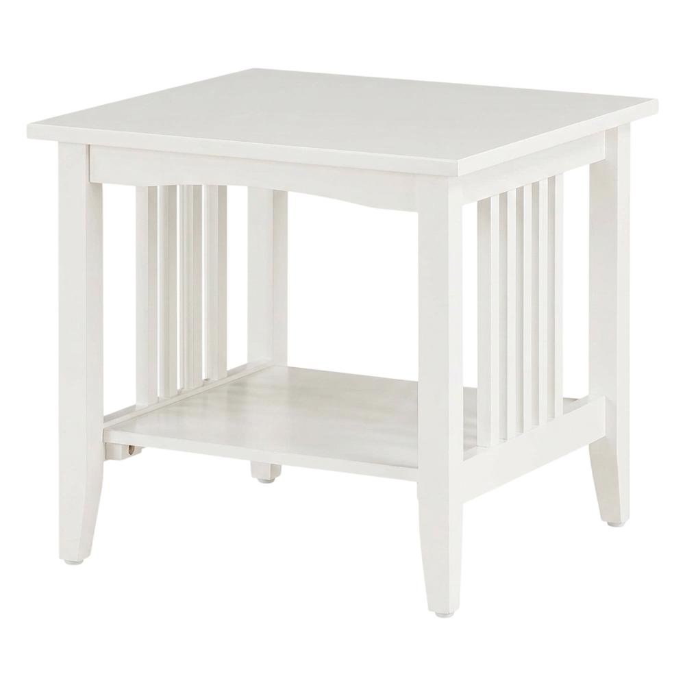 White Finish End Table with Modern Design and Smooth Surface
