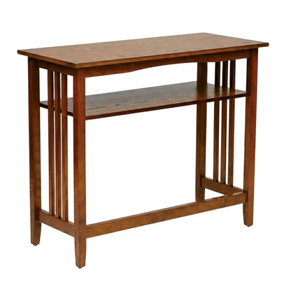 Wooden Foyer Console Table with Warm Finish and Sleek Design