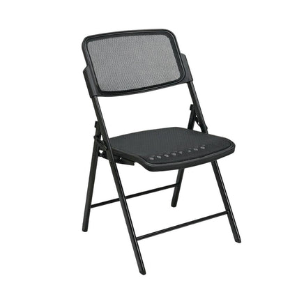 Black Mesh Folding Chair, Breathable Seat and Back, Lightweight Steel Frame