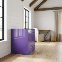 Purple Metal 22-Inch Pencil Box File Cabinet Compact Desk-Side