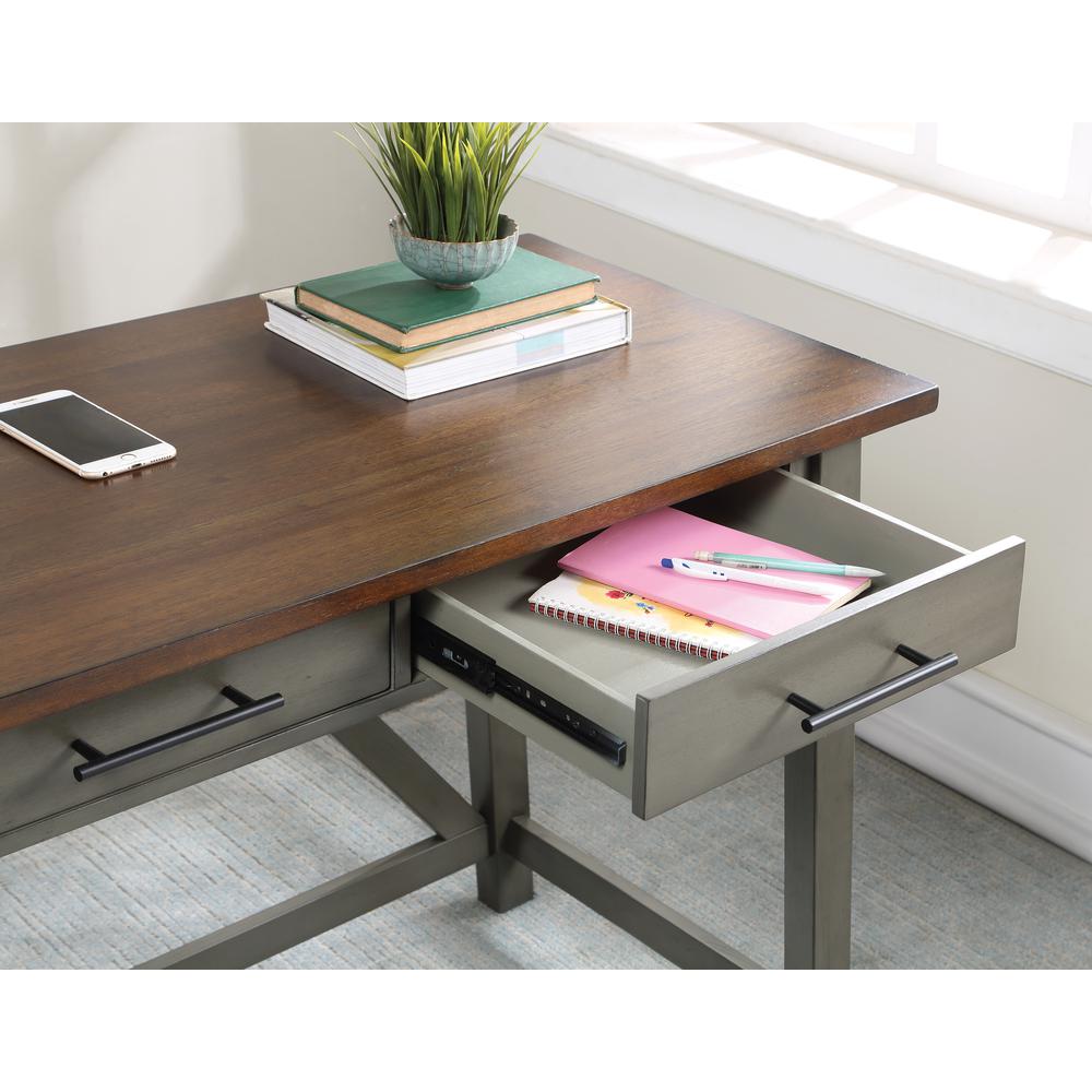 Milford Rustic Writing Desk w/ Drawers in Slate Grey Finish