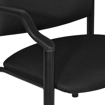 Big & Tall Guest Chair in Icon Black Fabric with PU Arms and Black Metal Frame