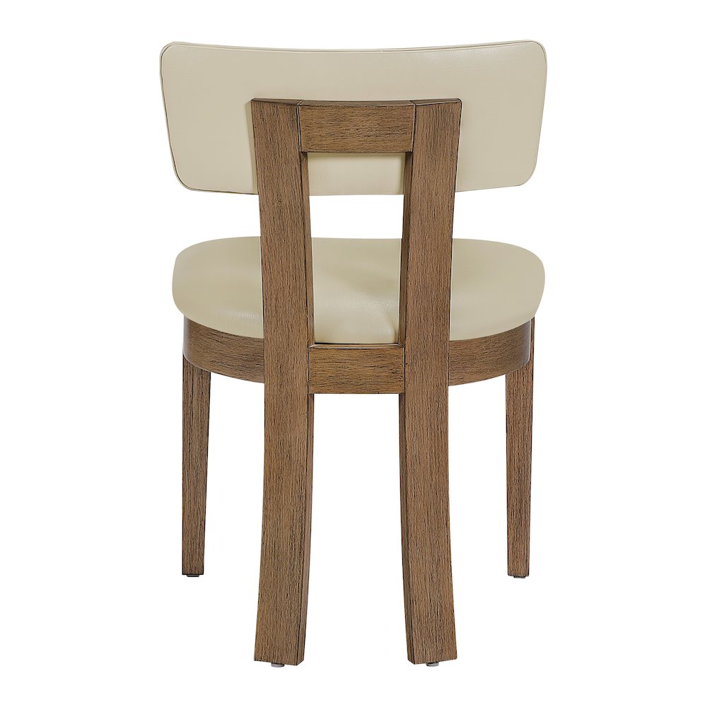 Hanson Dining Chair with Taupe Faux Leather and Medium Oak Wood, 2-Pack