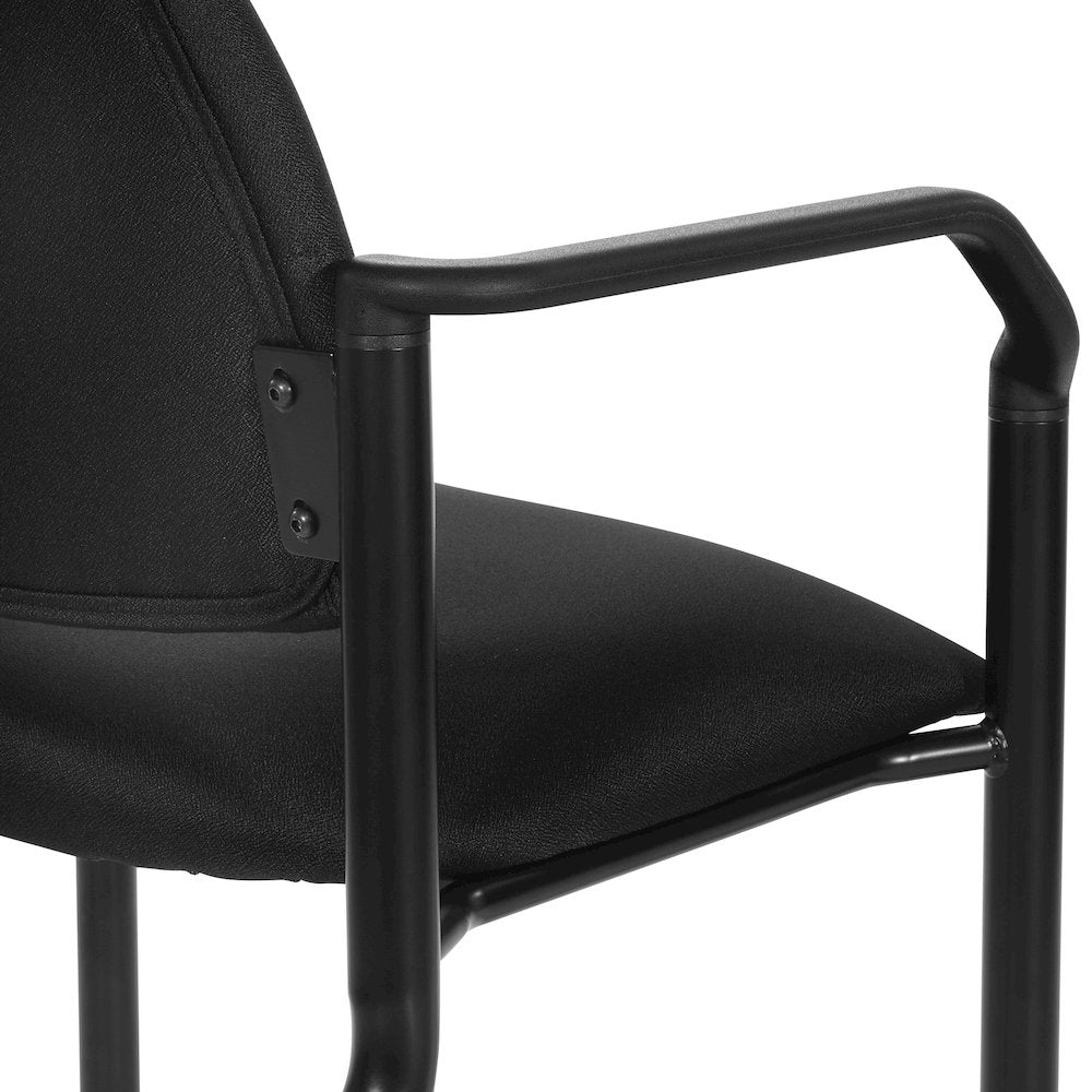 Big & Tall Guest Chair in Icon Black Fabric with PU Arms and Black Metal Frame
