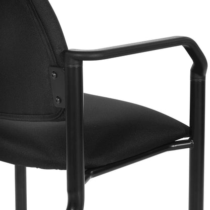 Big & Tall Guest Chair in Icon Black Fabric with PU Arms and Black Metal Frame