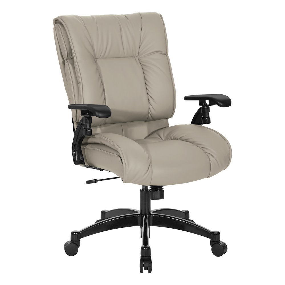 Taupe Leather Conference Chair with Cantilever Arms, Steel Base