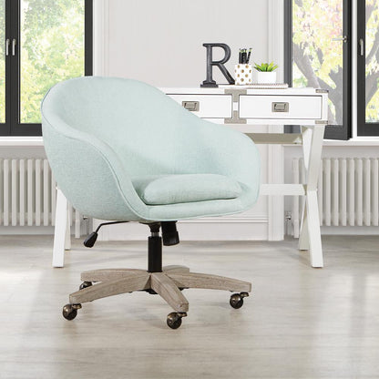 Nora Office Chair in Mint Fabric with Grey Brush Wood Base KD, NRA26-M75