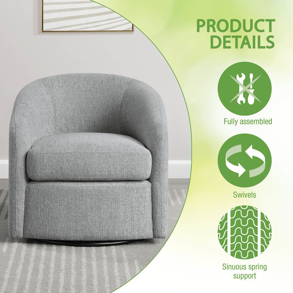 Bella Swivel Chair in Dove Grey Fabric