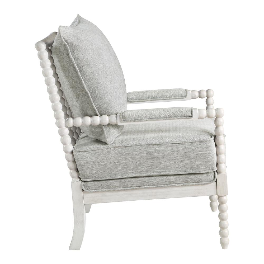 Kaylee Spindle Chair in Smoke Fabric with White Frame, KLE-H14