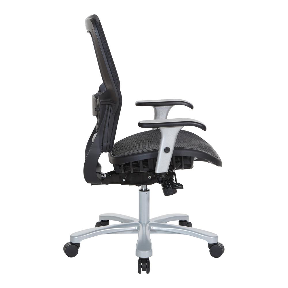 Air Grid Seat and Back Big & Tall Chair with Adjustable Lumbar Support, 2-Way Adjustable Arms and Aluminum Silver Base, 63-11A653R