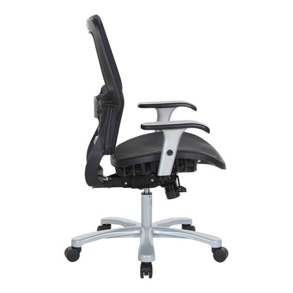 Air Grid Seat and Back Big & Tall Chair with Adjustable Lumbar Support, 2-Way Adjustable Arms and Aluminum Silver Base, 63-11A653R