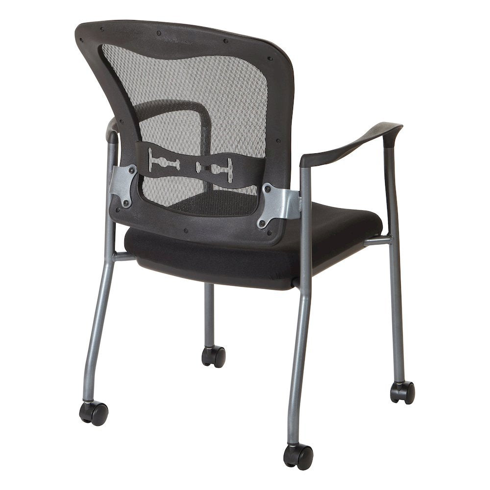 Black Guest Chair With Arms – Stackable Chair With Wheels for Offices