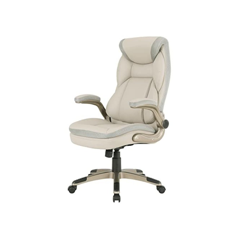 Taupe Bonded Leather Executive Chair With Cocoa Coated Base and Wheels
