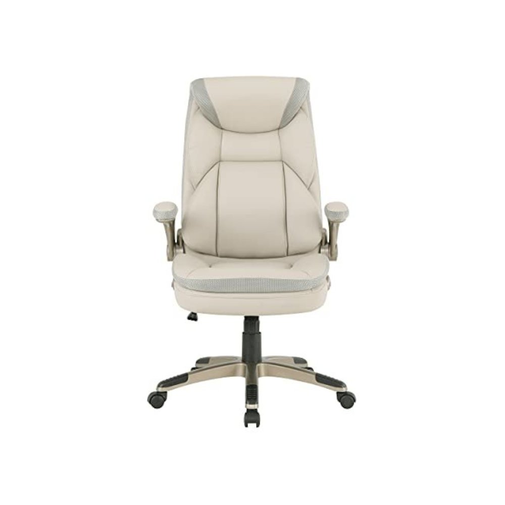 Taupe Bonded Leather Executive Chair With Cocoa Coated Base and Wheels