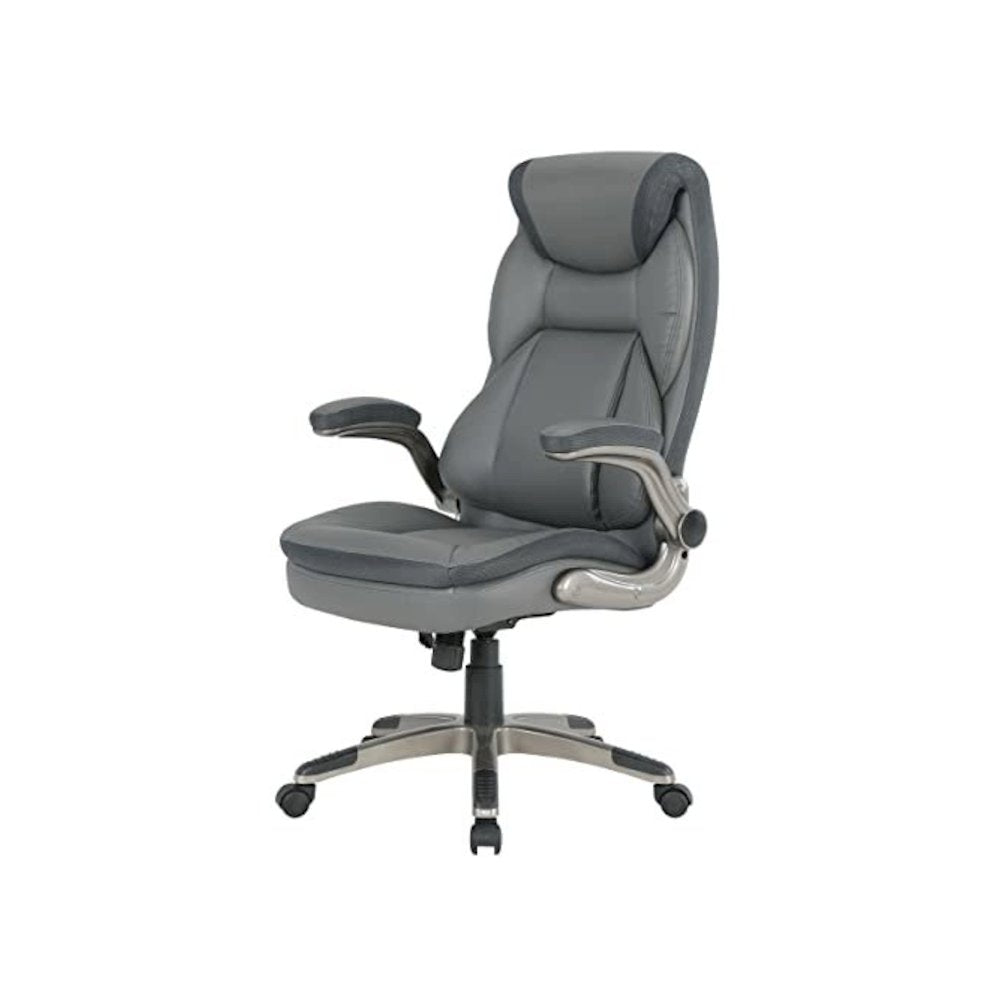 Ergonomic Leather Office Chair – Executive High Back Gray Desk Chair