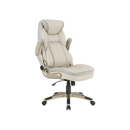 Taupe Bonded Leather Executive Chair With Cocoa Coated Base and Wheels