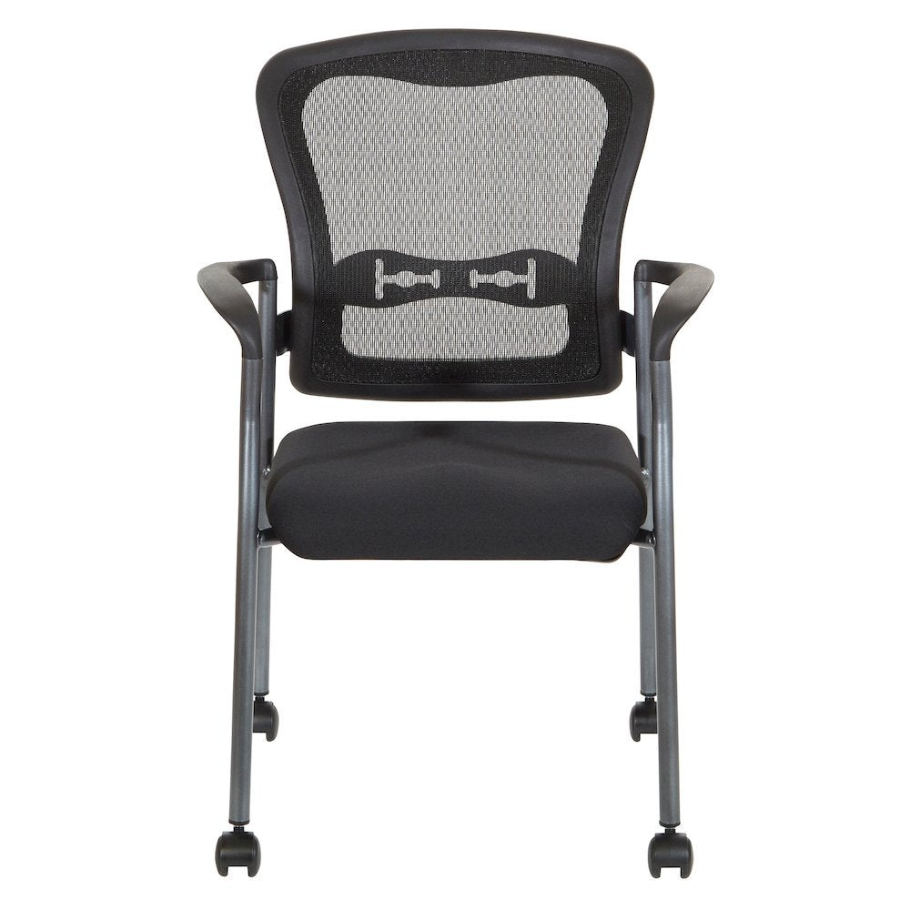 Black Guest Chair With Arms – Stackable Chair With Wheels for Offices