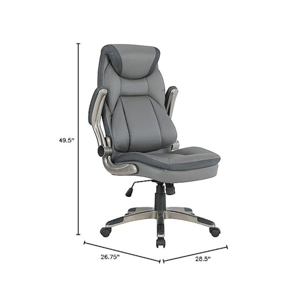 Ergonomic Leather Office Chair – Executive High Back Gray Desk Chair