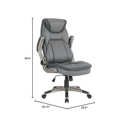 Ergonomic Leather Office Chair – Executive High Back Gray Desk Chair