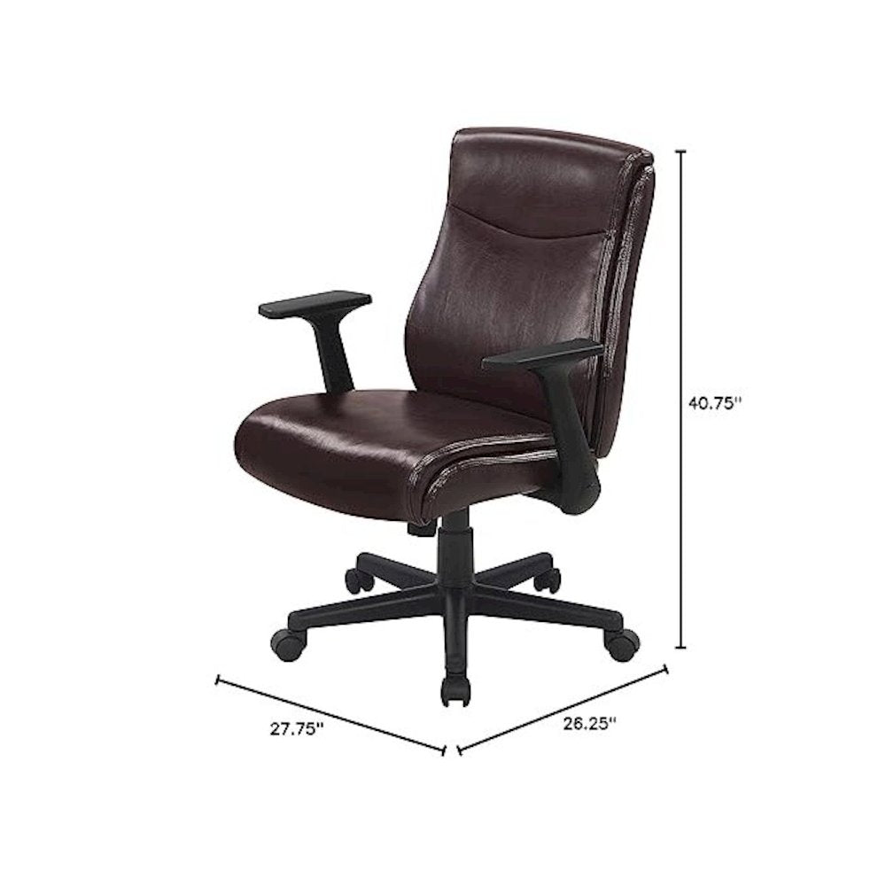 Mid-Back Managers Chair with Flip Up Arms in Chocolate Faux Leather