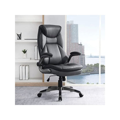 Executive Charcoal Bonded Leather Chair with Titanium Coated Nylon Base