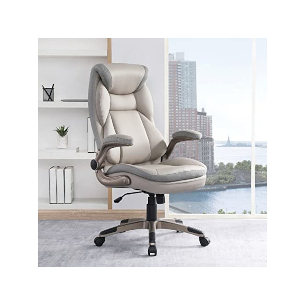 Executive Taupe Bonded Leather Chair with Cocoa Coated Nylon Base