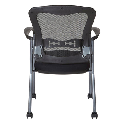 Black Guest Chair With Arms – Stackable Chair With Wheels for Offices