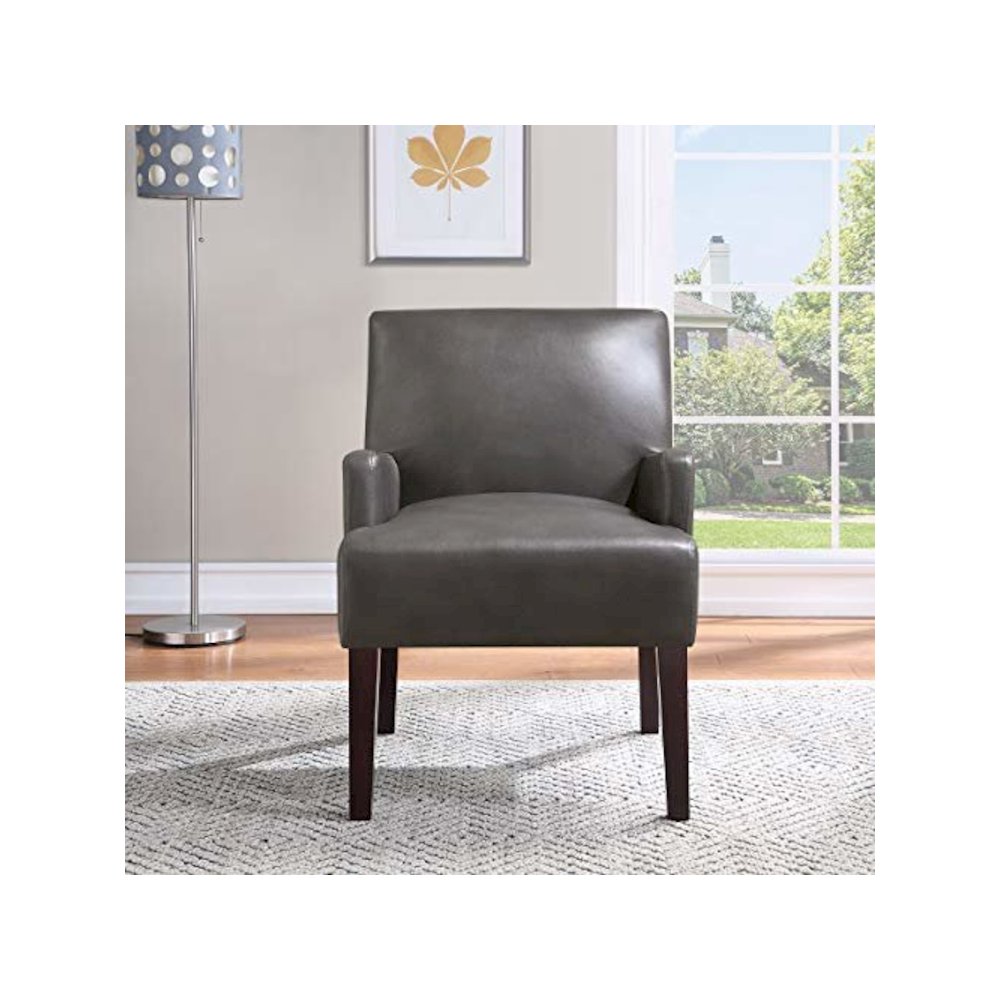 Main Street Guest Chair in Pewter Faux leather, MST55-PD26