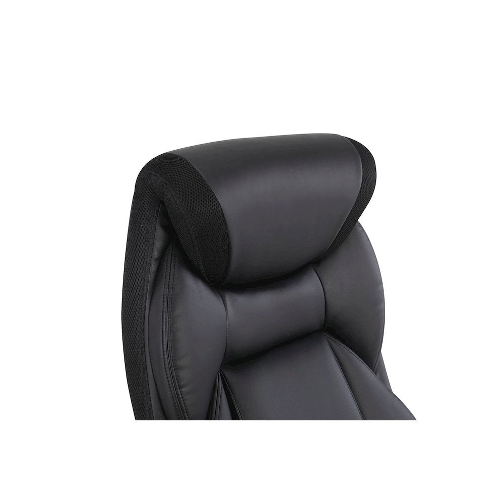 Executive Black Leather Chair – High-Back Work Chair With Silver Base