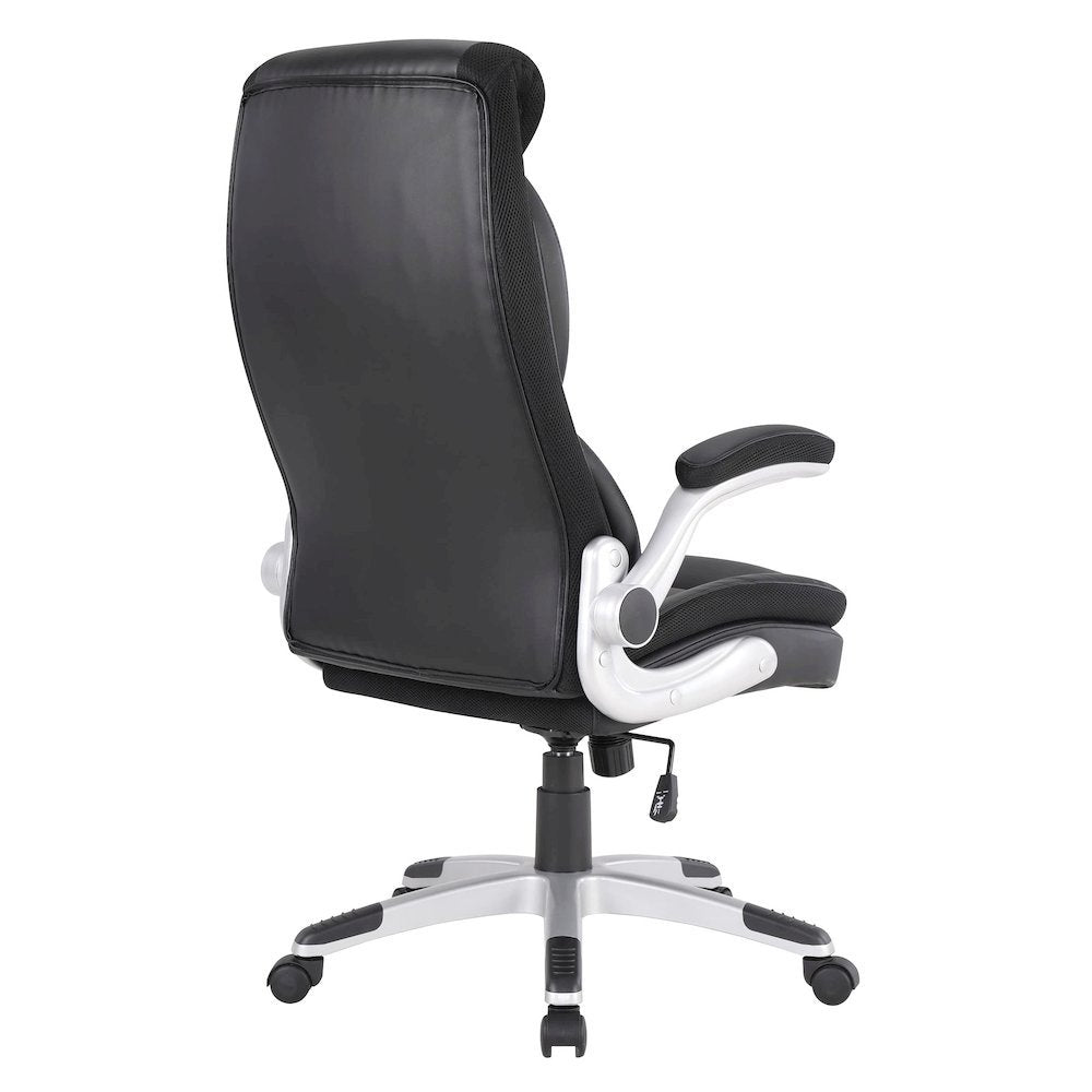 Executive Black Leather Chair – High-Back Work Chair With Silver Base