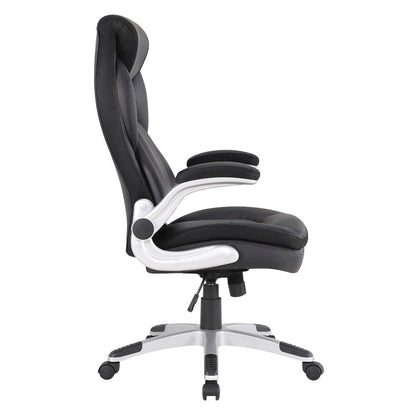 Executive Black Leather Chair – High-Back Work Chair With Silver Base