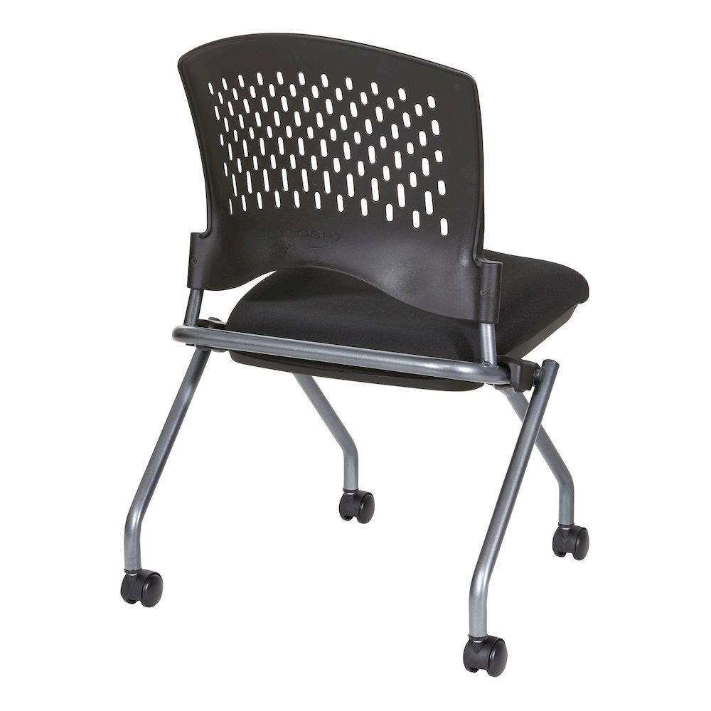 Black Foldable Office Chair, Set of 2 – Armless Reception and Conference Seating