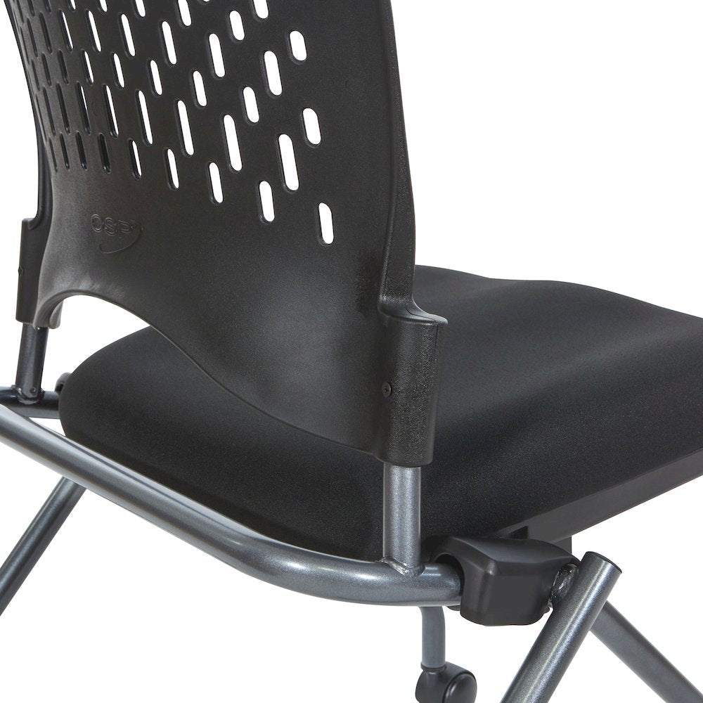Black Foldable Office Chair, Set of 2 – Armless Reception and Conference Seating