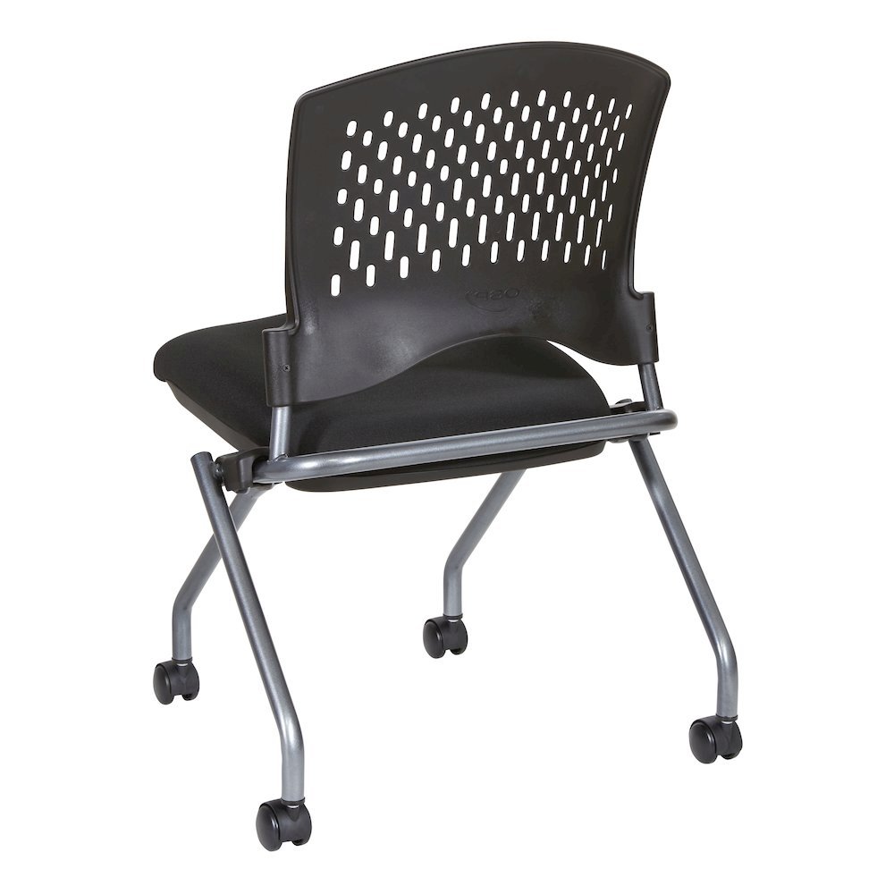 Black Foldable Office Chair, Set of 2 – Armless Reception and Conference Seating