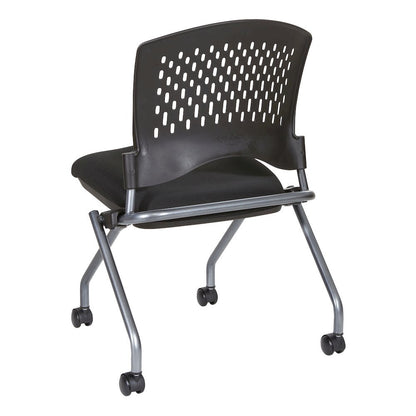 Black Foldable Office Chair, Set of 2 – Armless Reception and Conference Seating