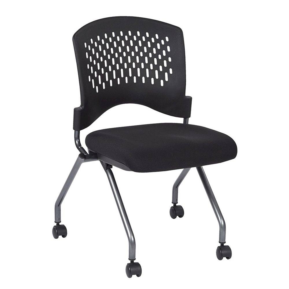 Black Foldable Office Chair, Set of 2 – Armless Reception and Conference Seating