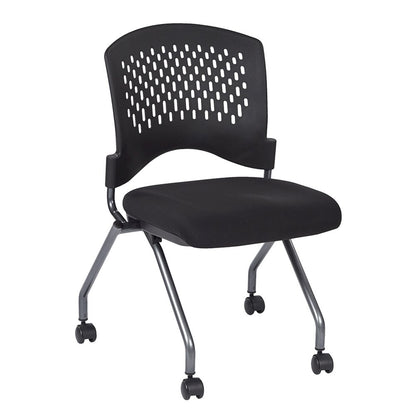 Black Foldable Office Chair, Set of 2 – Armless Reception and Conference Seating