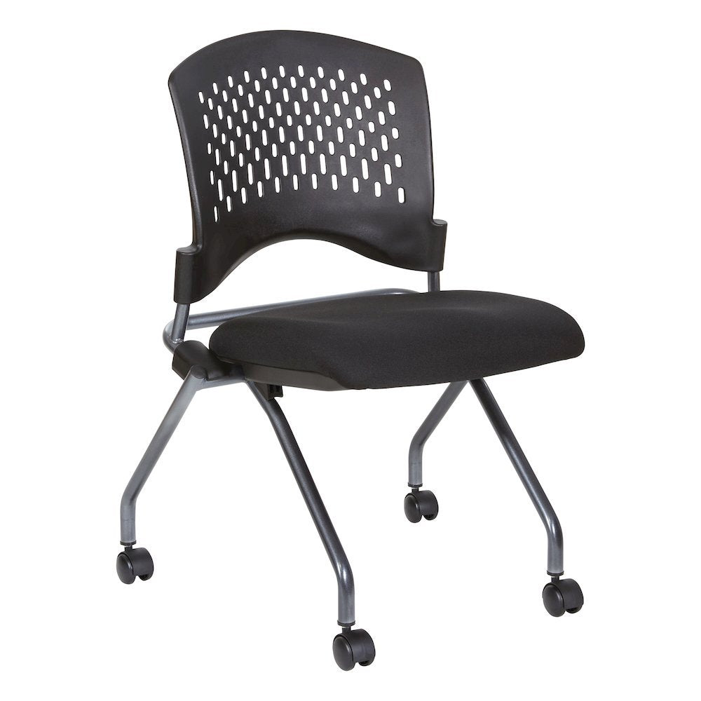 Black Foldable Office Chair, Set of 2 – Armless Reception and Conference Seating