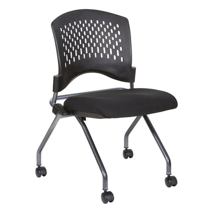 Black Foldable Office Chair, Set of 2 – Armless Reception and Conference Seating