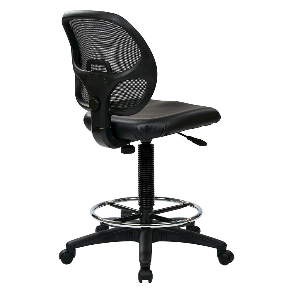 Black Drafting Chair – Office Chair With 20-Inch Foot Rest for Tall Desk