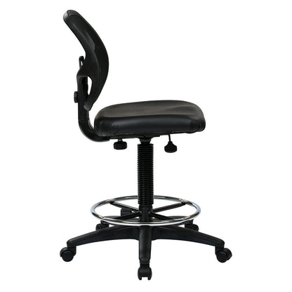 Black Drafting Chair – Office Chair With 20-Inch Foot Rest for Tall Desk