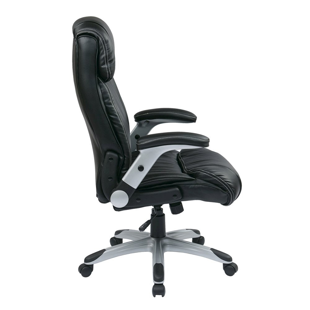 Black Leather Office Chair – Executive High Back Chair With Lumbar Support