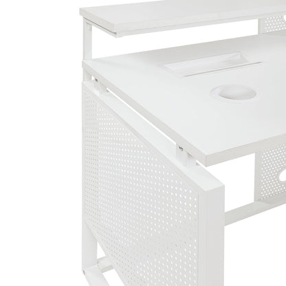 Ace 60" Desk with Hutch in White Top and White Frame