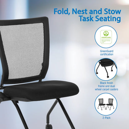 PU Padded Back Soft-Flex Frame Progrid Mesh Back Armless Folding Chair