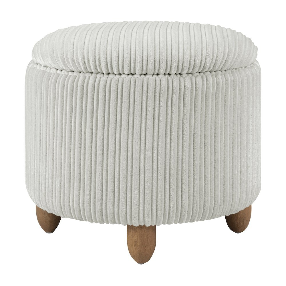 Lyra Storage Ottoman in Taupe Cord Fabric with Medium Oak Legs