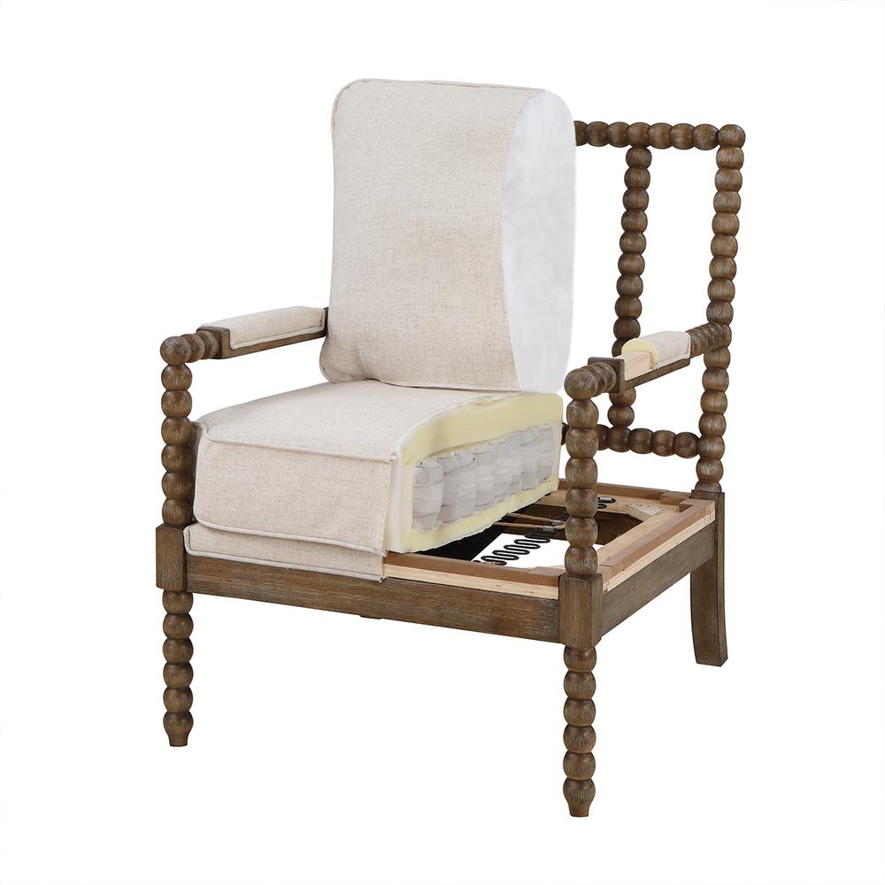 Fletcher Spindle Chair in Fog Fabric with Rustic Brown Finish