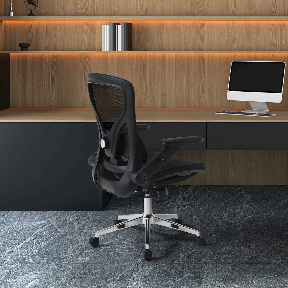 Black Matrix Seat and Back Manager’s Chair, PU-Padded Adjustable 4D Flip Arms