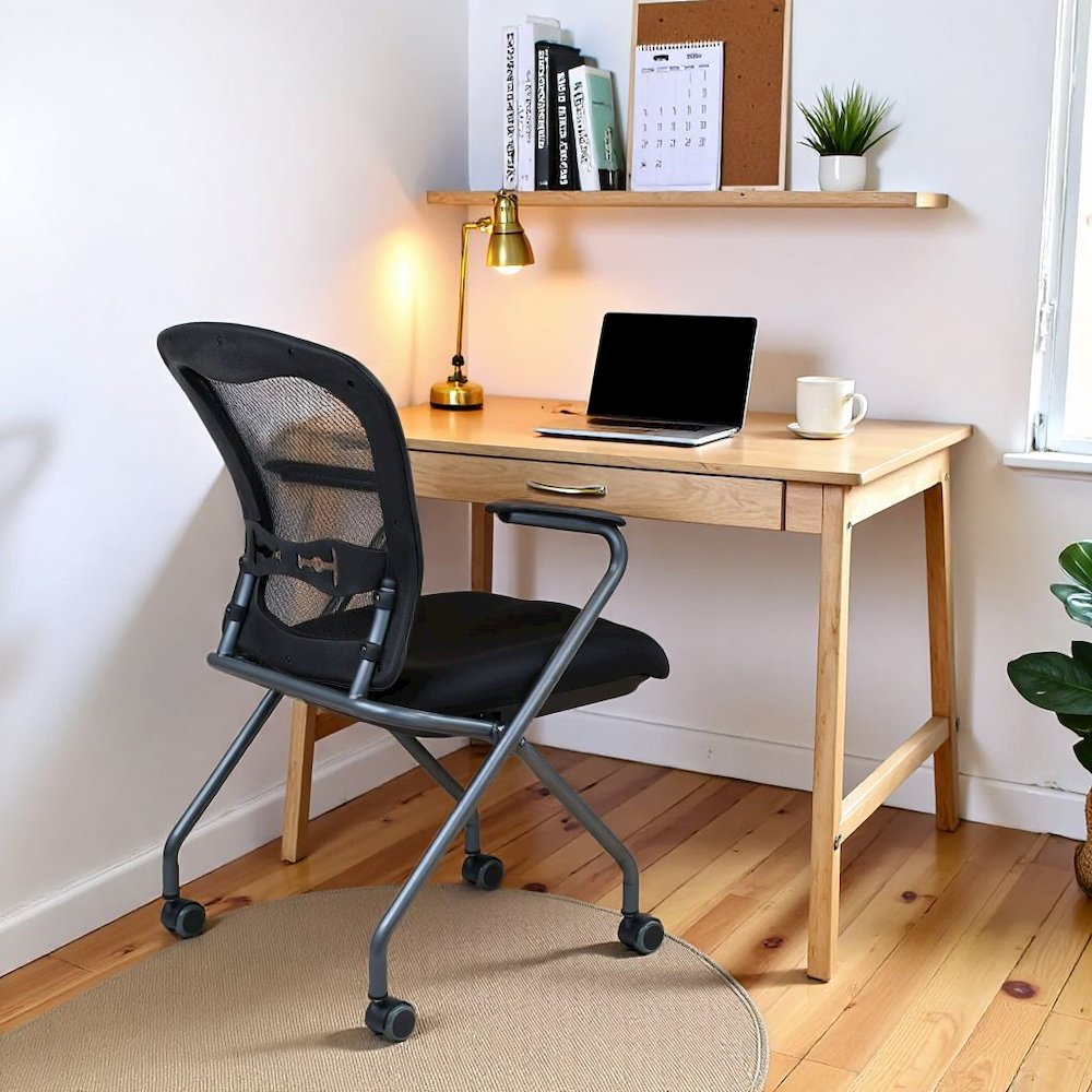 Black Foldable Office Chair, Set of 2 – Reception and Conference Room Seating