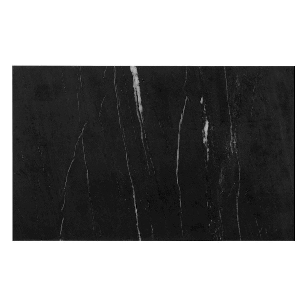 Solid Black Marble Top C-Table with Black Metal Base 2-Pack